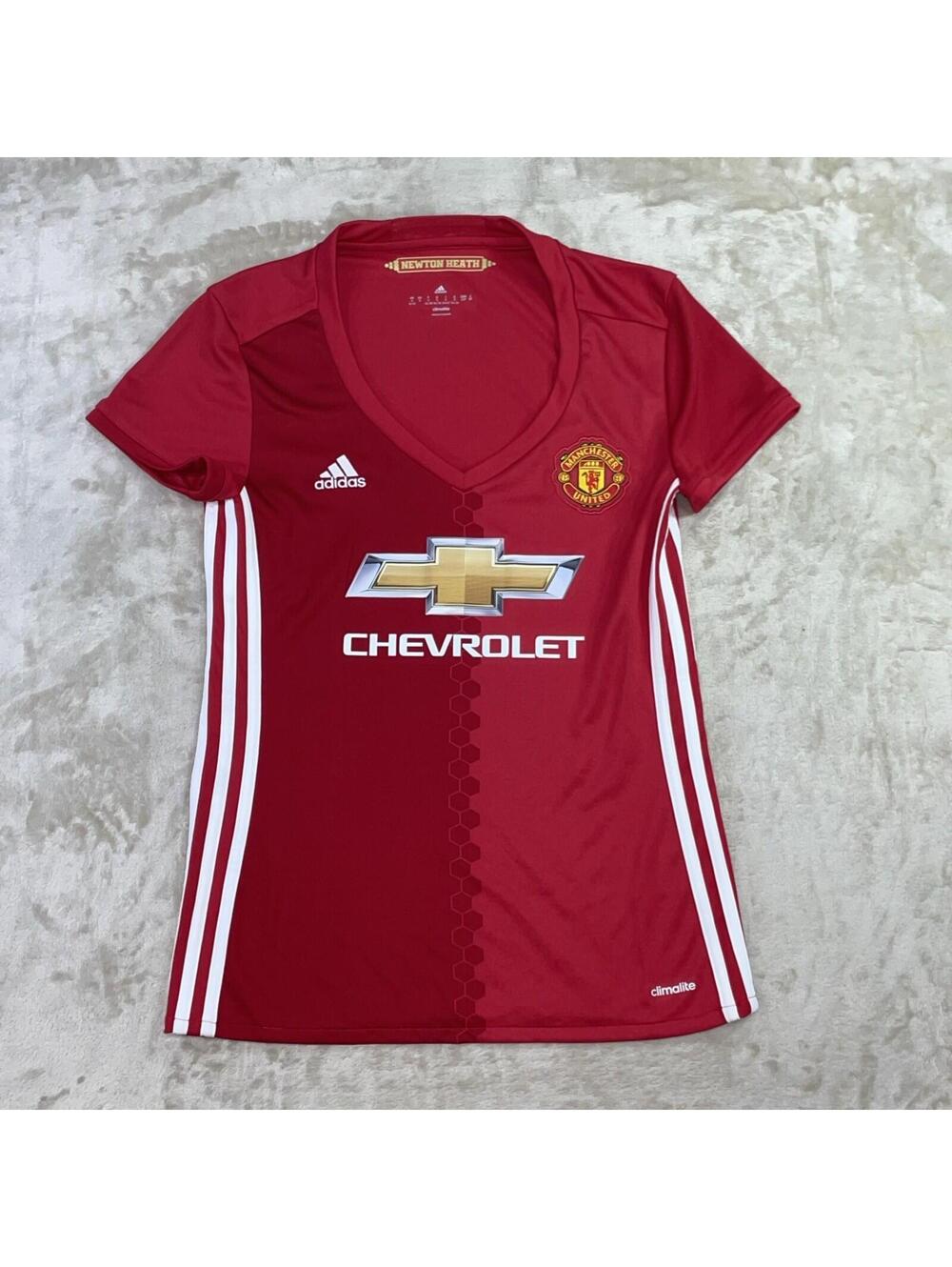 Adidas Manchester United Shirt Jersey Womens Sz S Red Premier League Soccer EUC